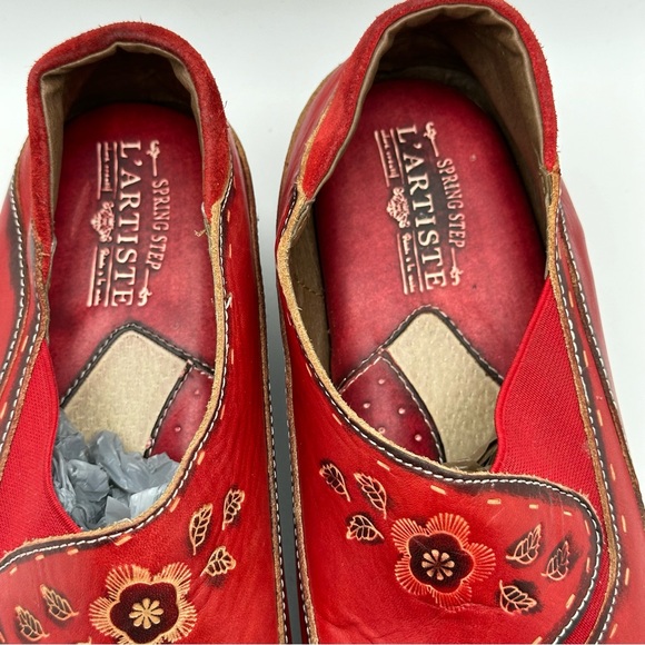 L' Artiste by Spring Step Burbank Slip On Red Sz 41 Cut Laser soft comfy retro - Picture 11 of 12